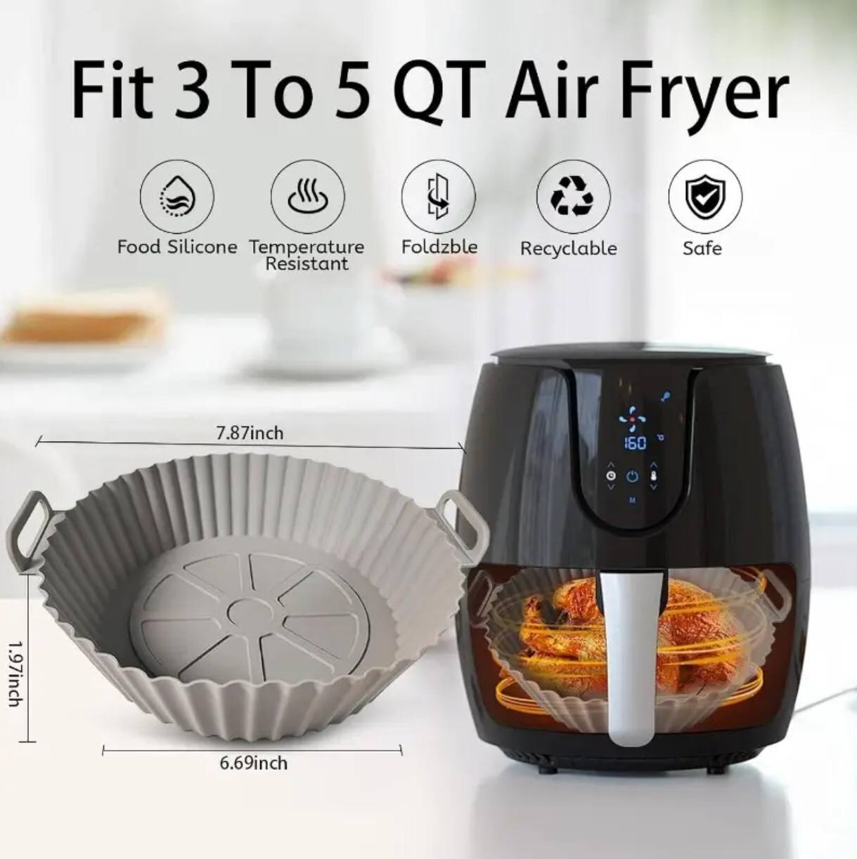 Food grade silicone 16-22cm air fryer
liner