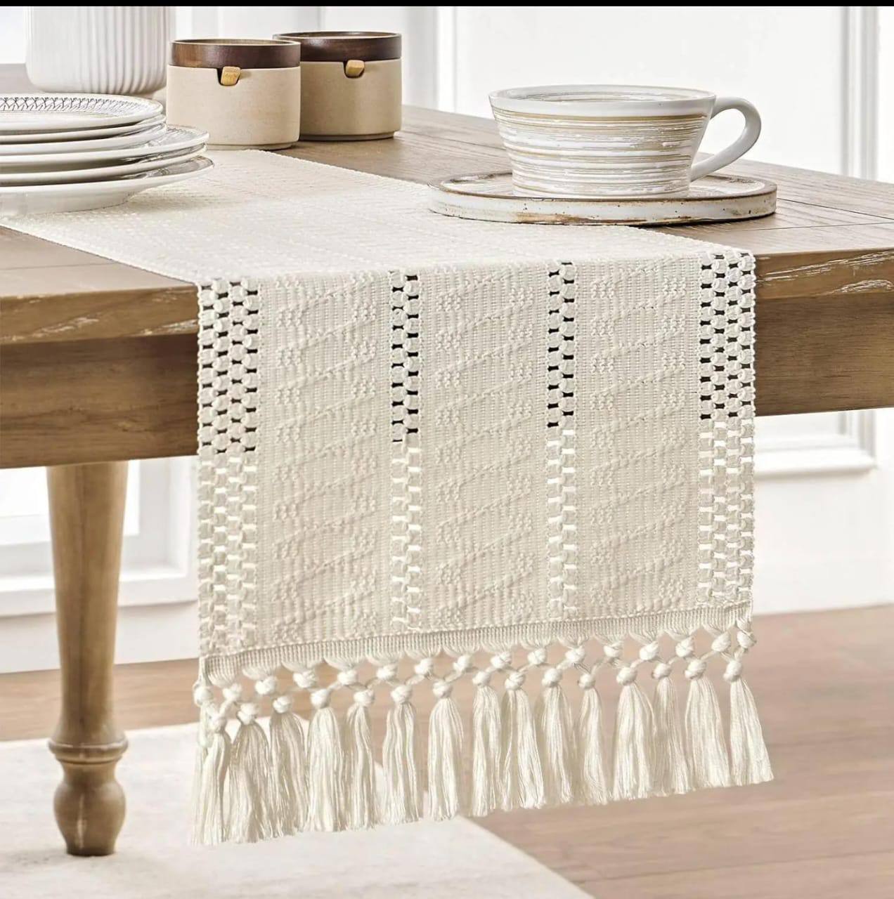 High quality Boho woven table runner/bed runner with tassels.