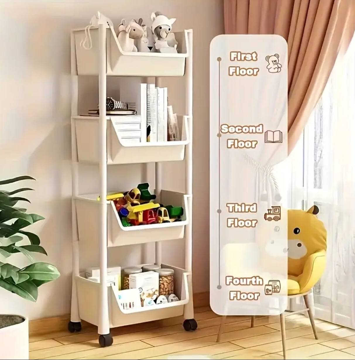 Trolley Bookshelf Kitchen Storage Slit