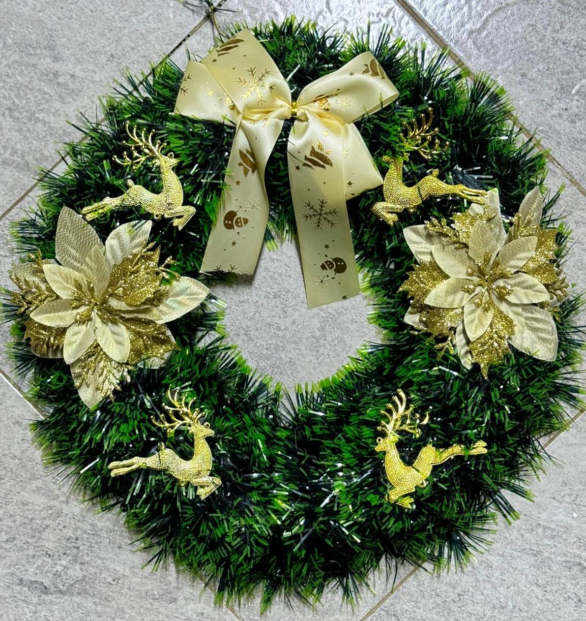 40CM Christmas Wreath for Front Door \ Window with GOLD Decor on it
