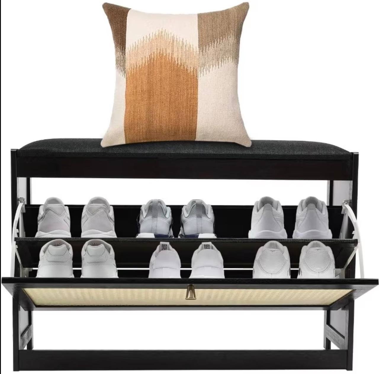 Wooden stool with bucket flip shoe cabinet