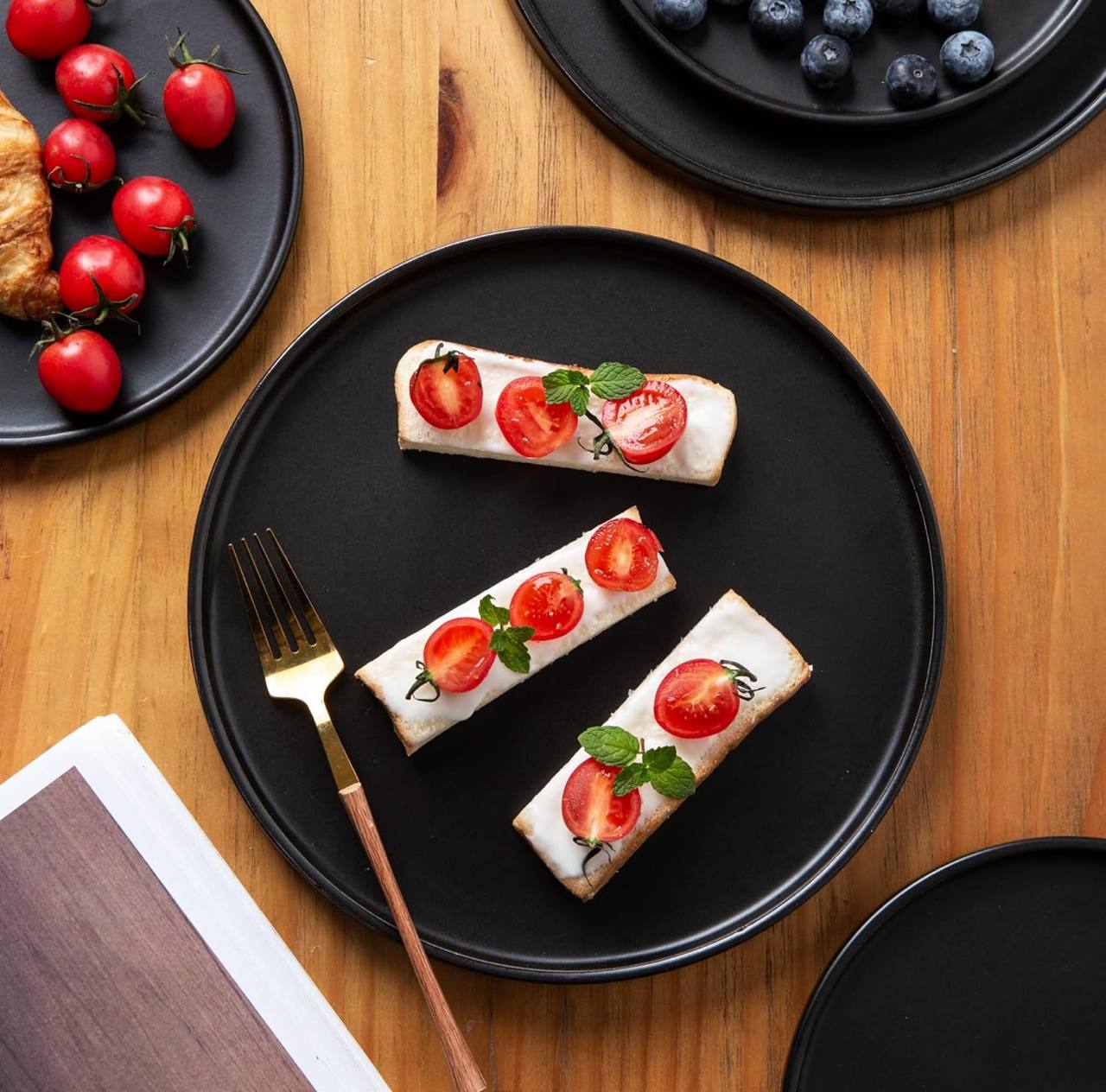 6 pcs set Black Ceramic plates