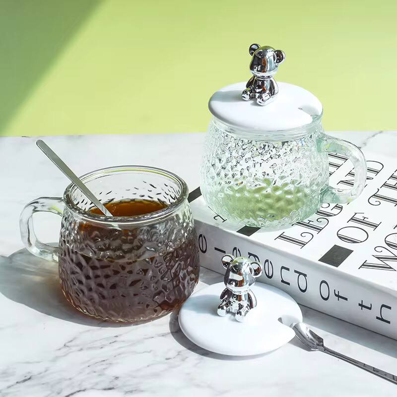 High borosilicate cup with lid/spoon
