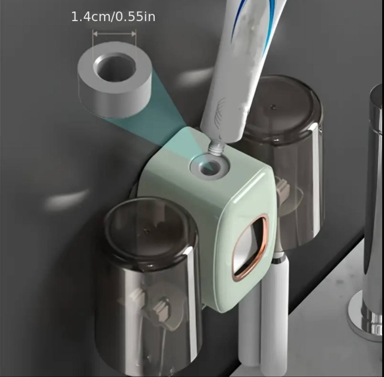 Toothpaste and toothbrush holder with cups