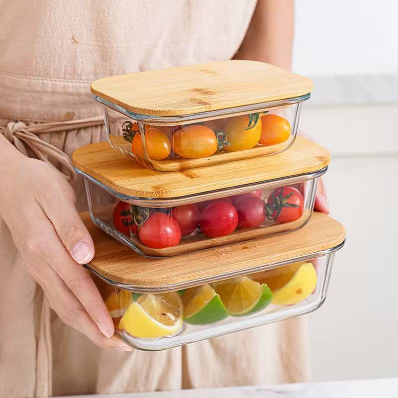 3in1 snack storage box set wooden top lid