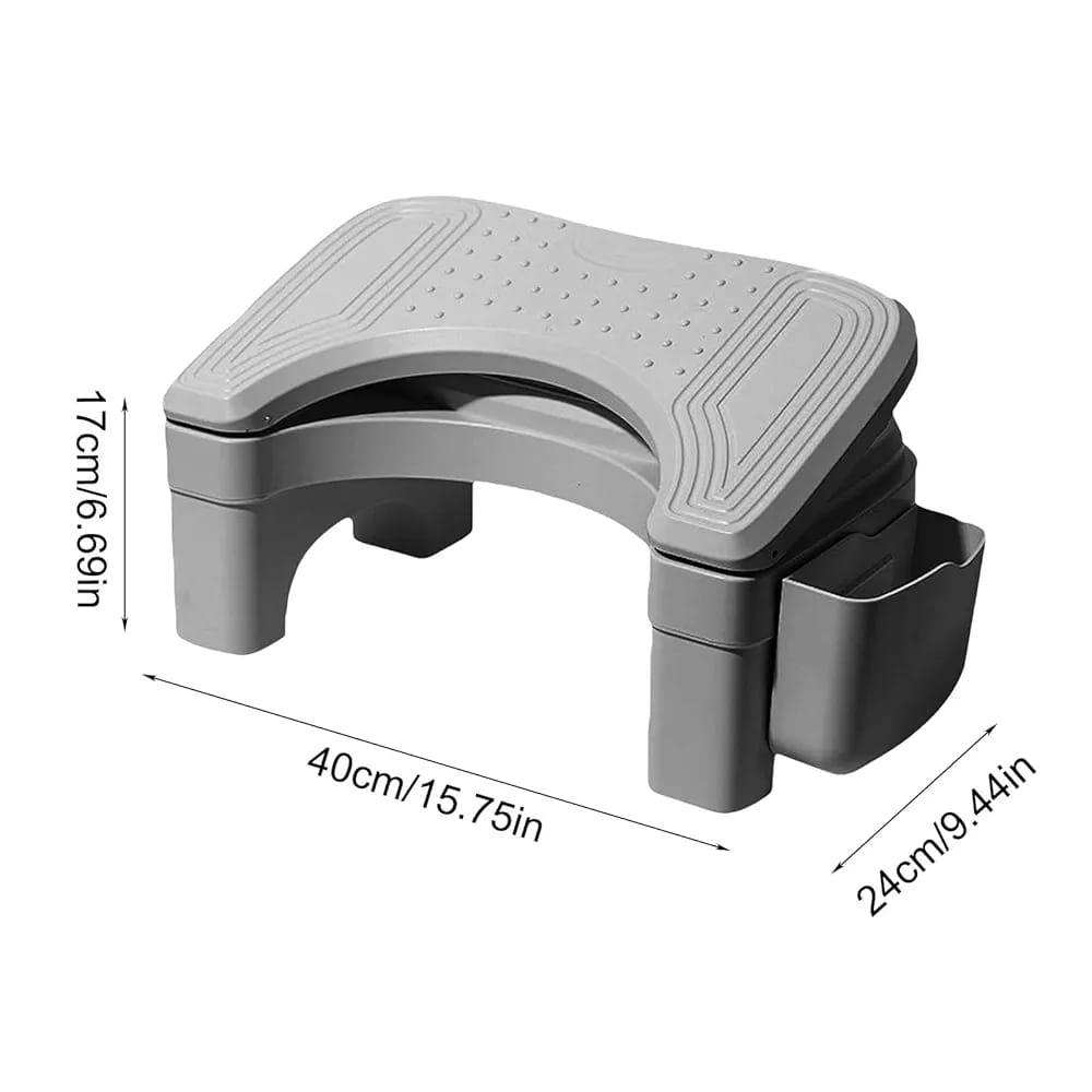 Ergonomic foldable / adjustable footrest with storage space