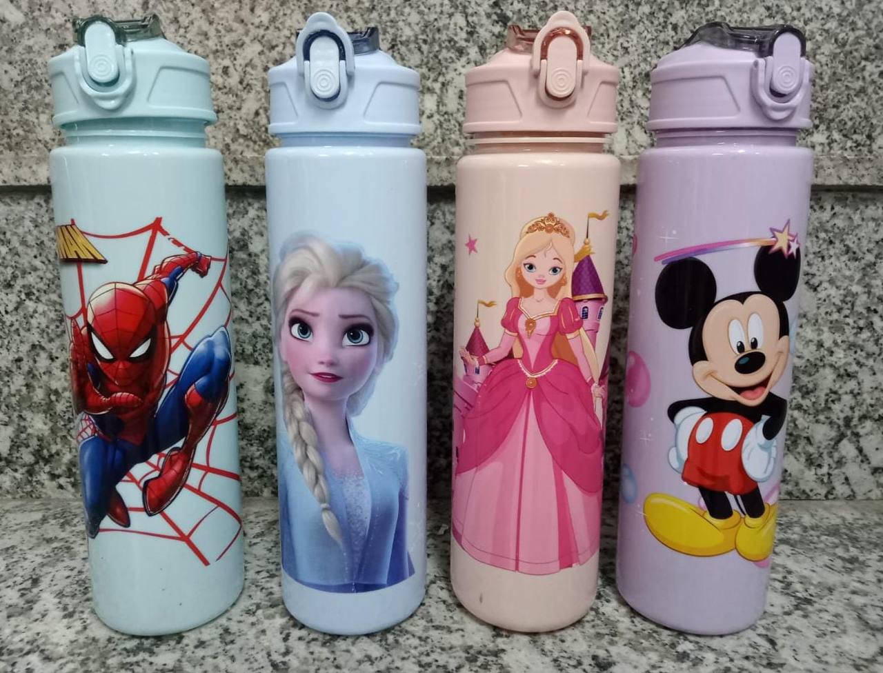 Disney 800ml Frozen Elsa, Spiderman, princess & Mickey Mouse Cute Design Leakproof unbreakable Outdoor School kids Water Bottle