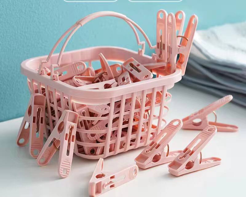 30Pcs Plastic Clothes Pegs Laundry Clothespin Clothes Pins Storage Organizer Quilt Towel Clips Spring with Basket Cabides Hanger.