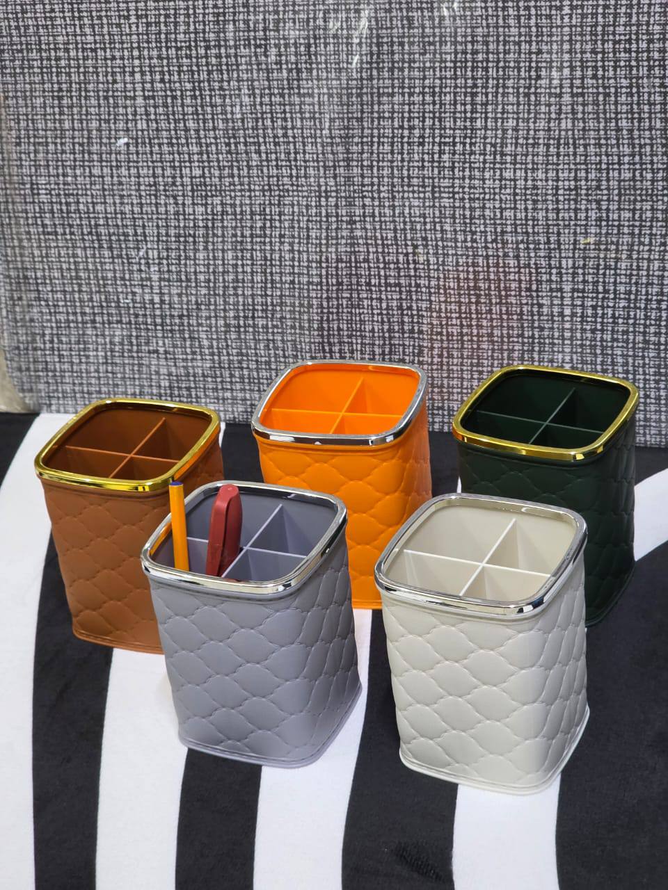 Elegant Quilted multi-section pen holders
