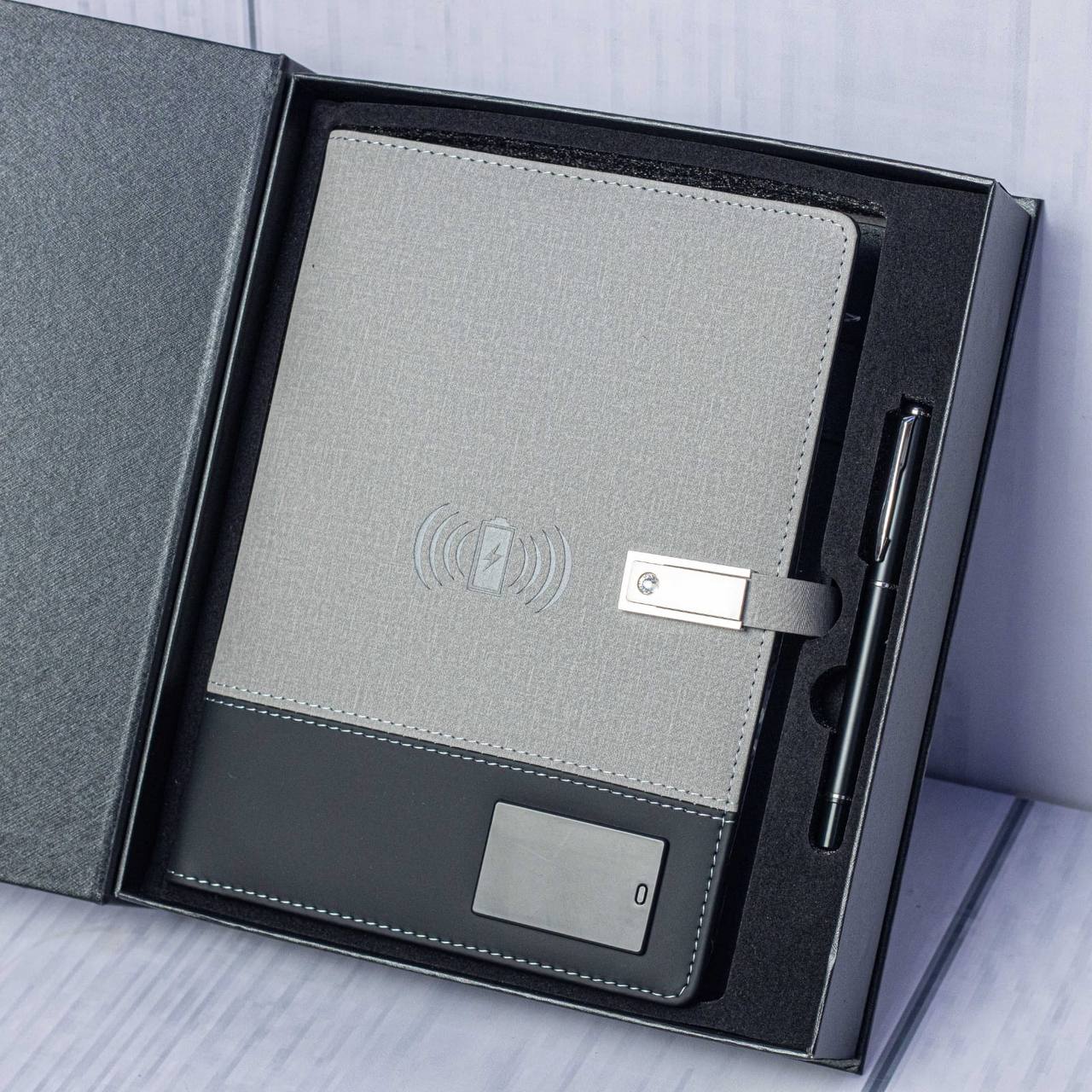Advanced Smart A5 Notebook Portfolio, With Pendrive, Wireless Charging and Power Bank