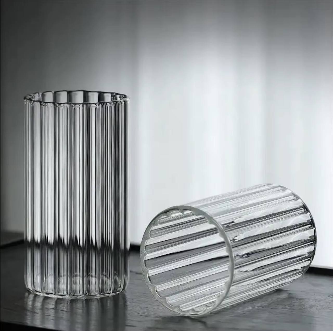 Ribbed Aesthetic Highball Crystal Glassware 6pc