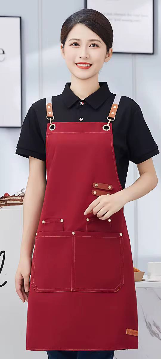 Premium Upscale Apron with pockets and Adjustable Leather Straps