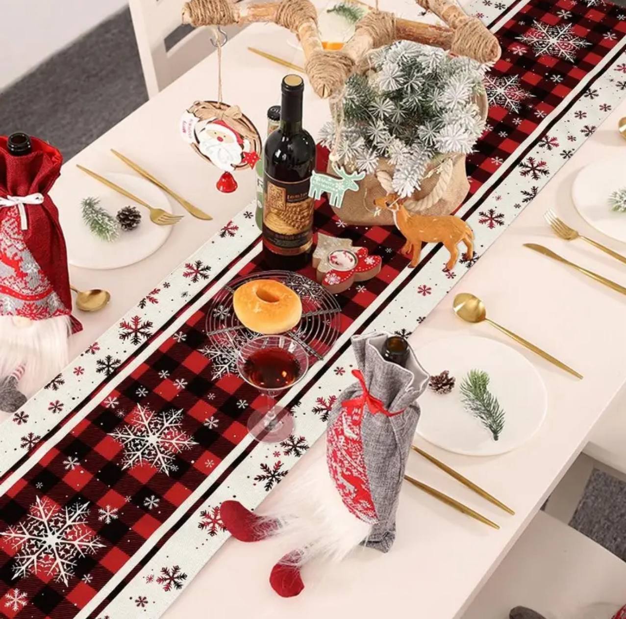 Christmas Table Runner Snowman Gnome Table Cloths Linen Table Runners