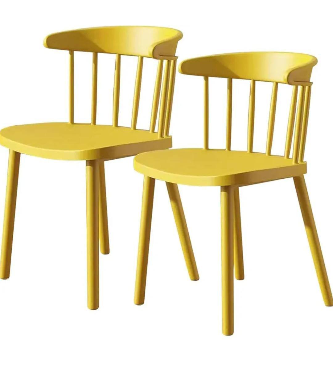 Creative Bright Yellow Polypropylene Dining Chairs – Set of 2 with Ergonomic Backrest and Durable Single Moulded Frame for Modern Spaces. (Pack of 2)