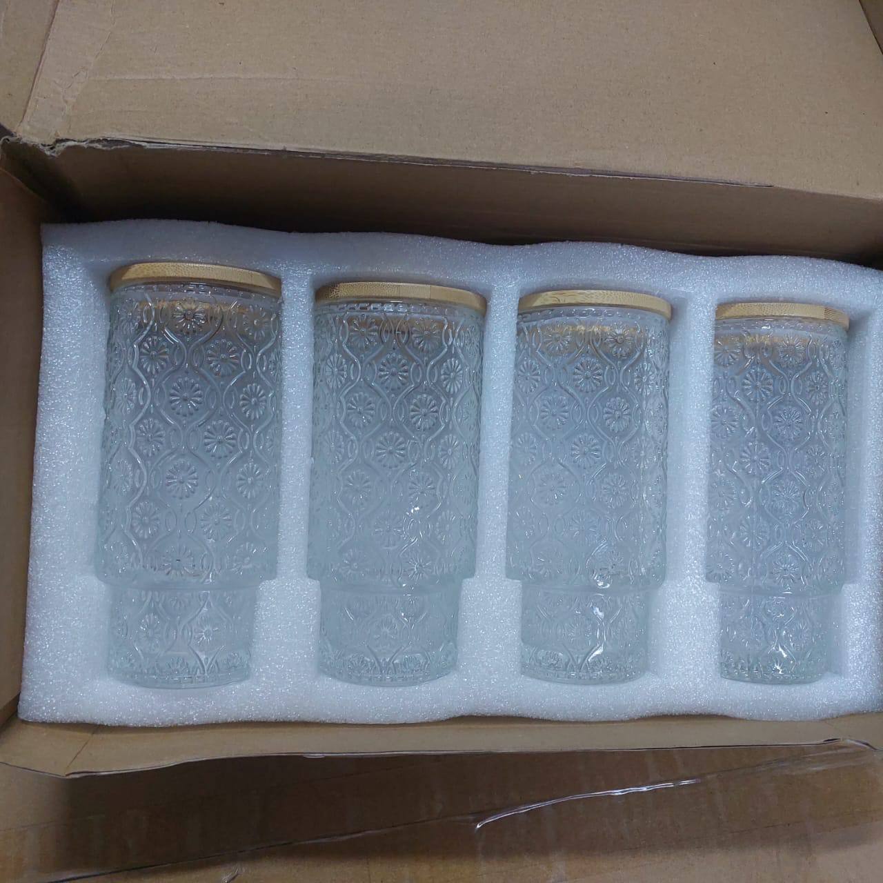 4pcs set Aesthetic Highball crystal ribbed glasses