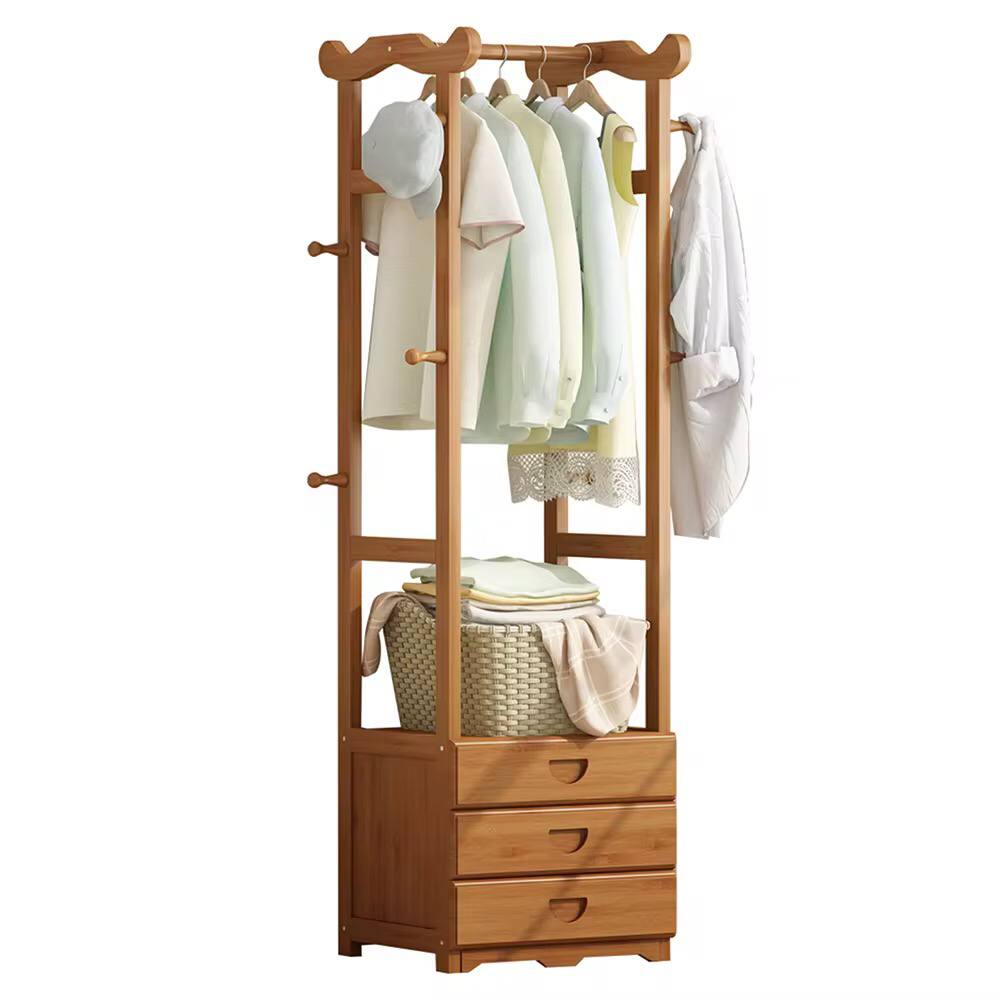 Multiple purposes cloth rack organizer with storage draw