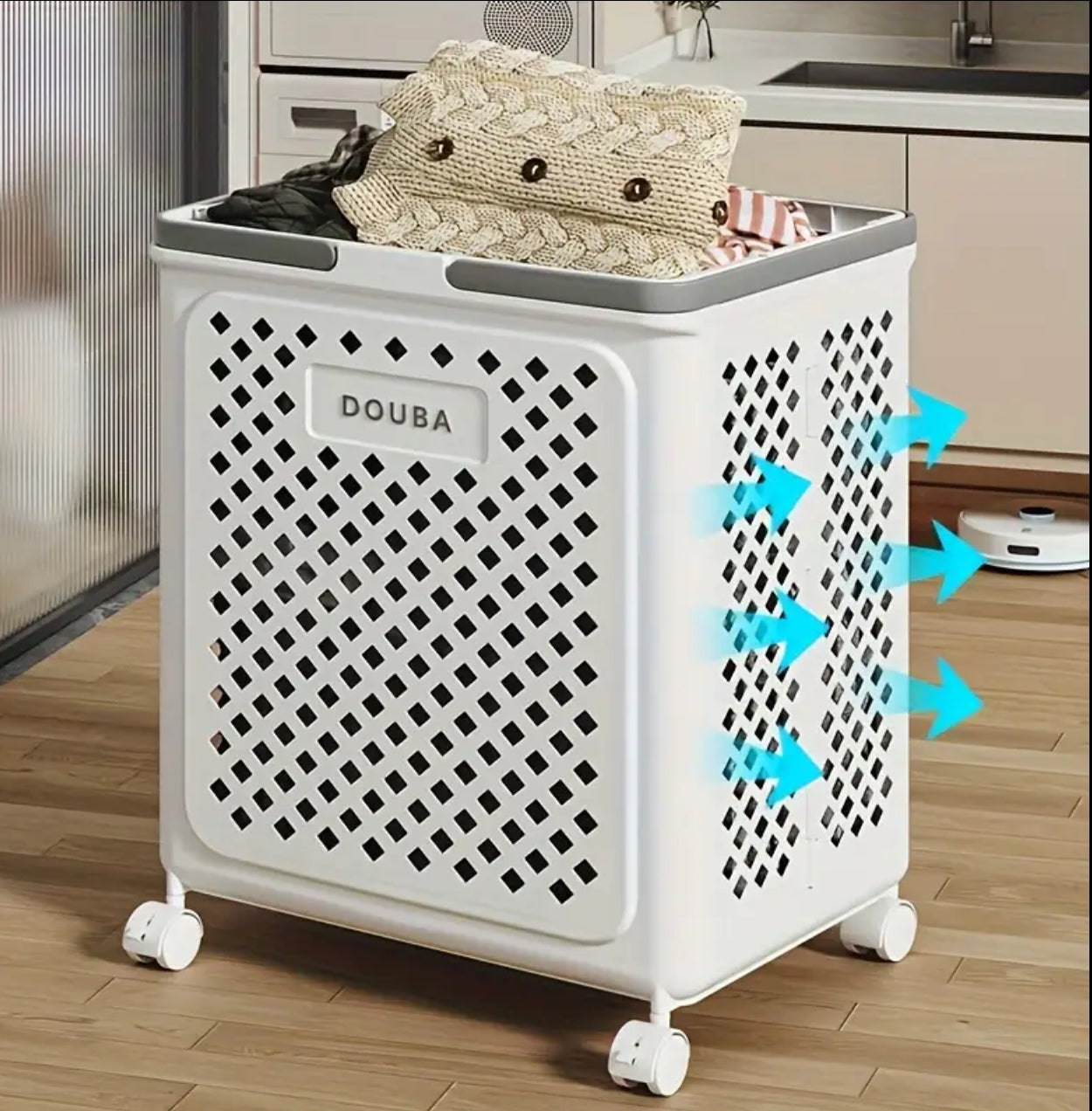 Big Foldable Eco-Friendly Laundry storage basket with wheels