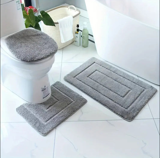 3pcs high quality flocking Toilet mat set