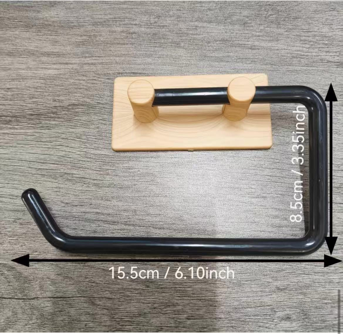 Wood Grain No-Drill Toilet Paper Holder