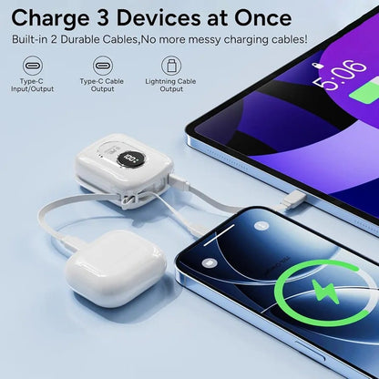 Power Bank 20000mAh,Built-in Lighting & Type-C Cables