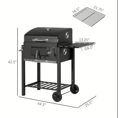 Portable Charcoal BBQ Grill with side table