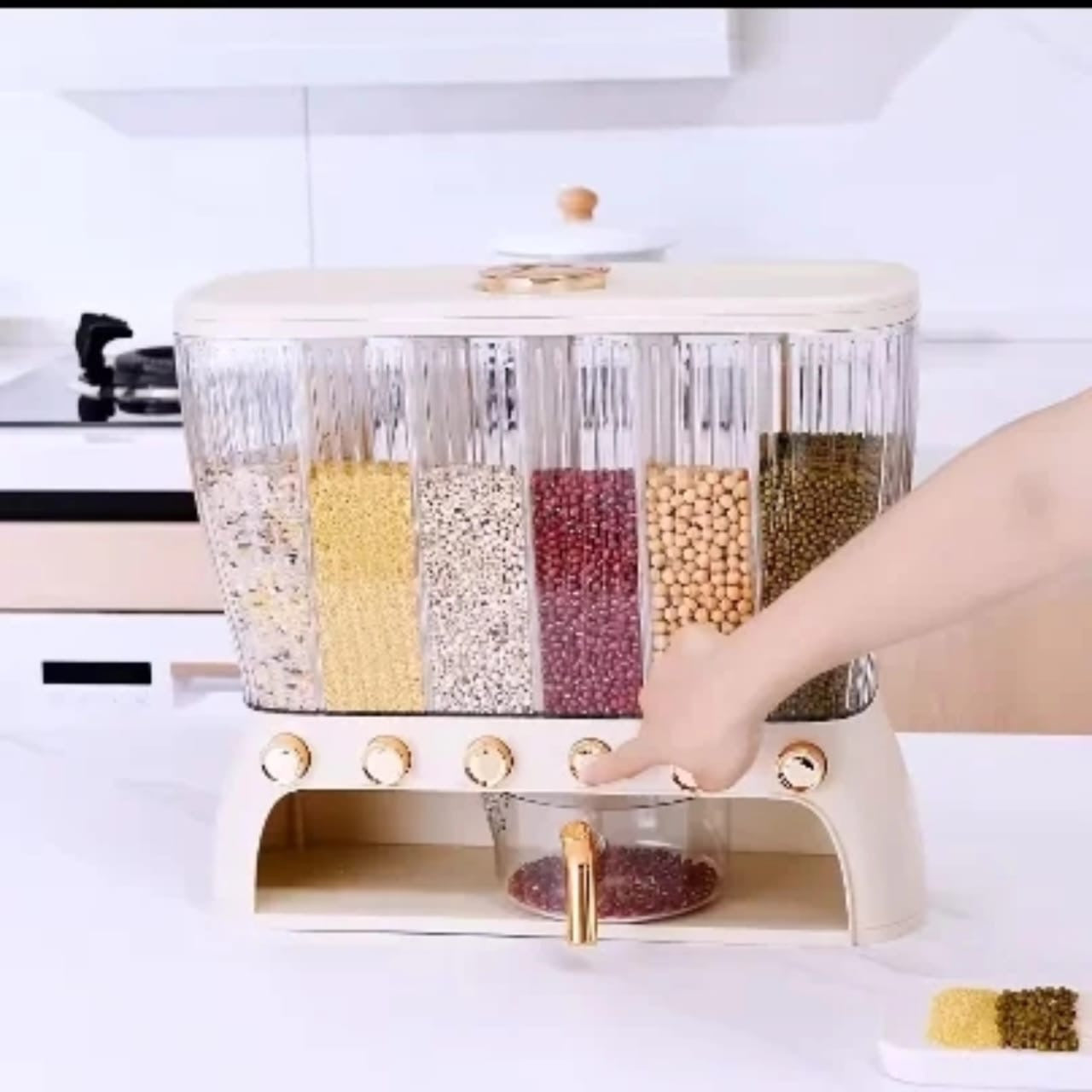 Acrylic Partitioned Rice/Cereal Dispenser