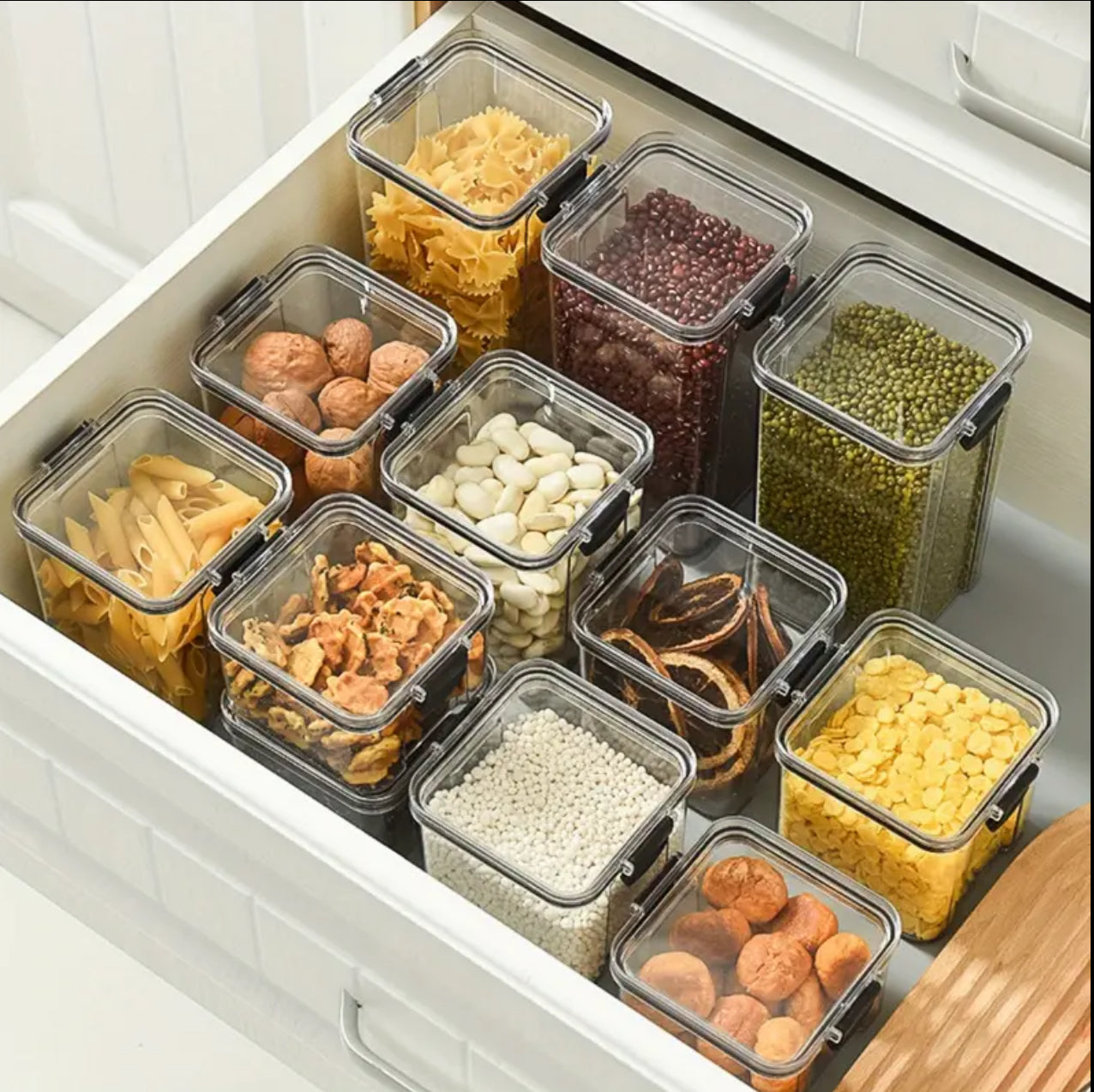 8pcs Airtight Transparent Acrylic Cereal Food/Pantry Storage Containers