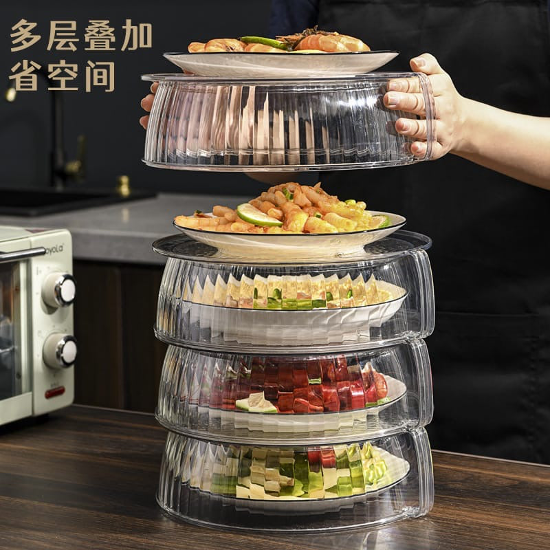 2pcs transparent multipurpose stackable multi-layer food cover