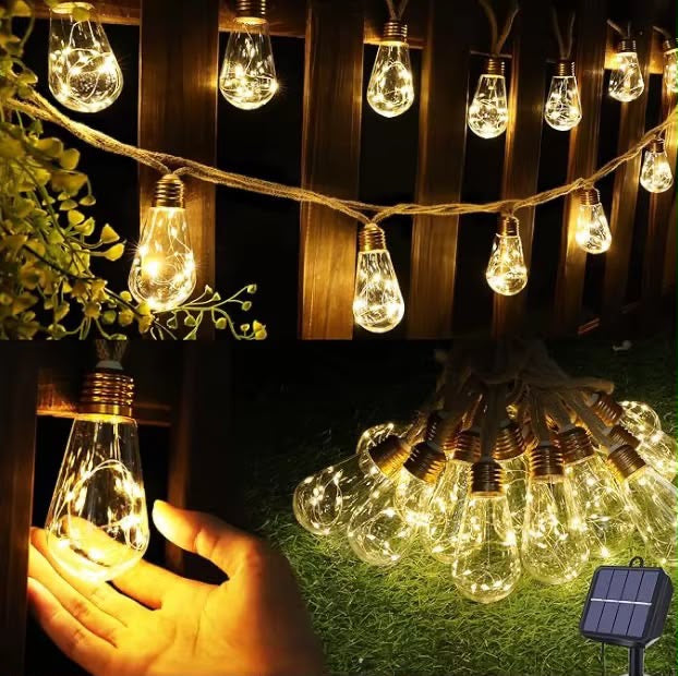10M VINTAGE HEMP ROPE CHRISTMAS LIGHTS — USB + SOLAR | INDOOR & OUTDOOR