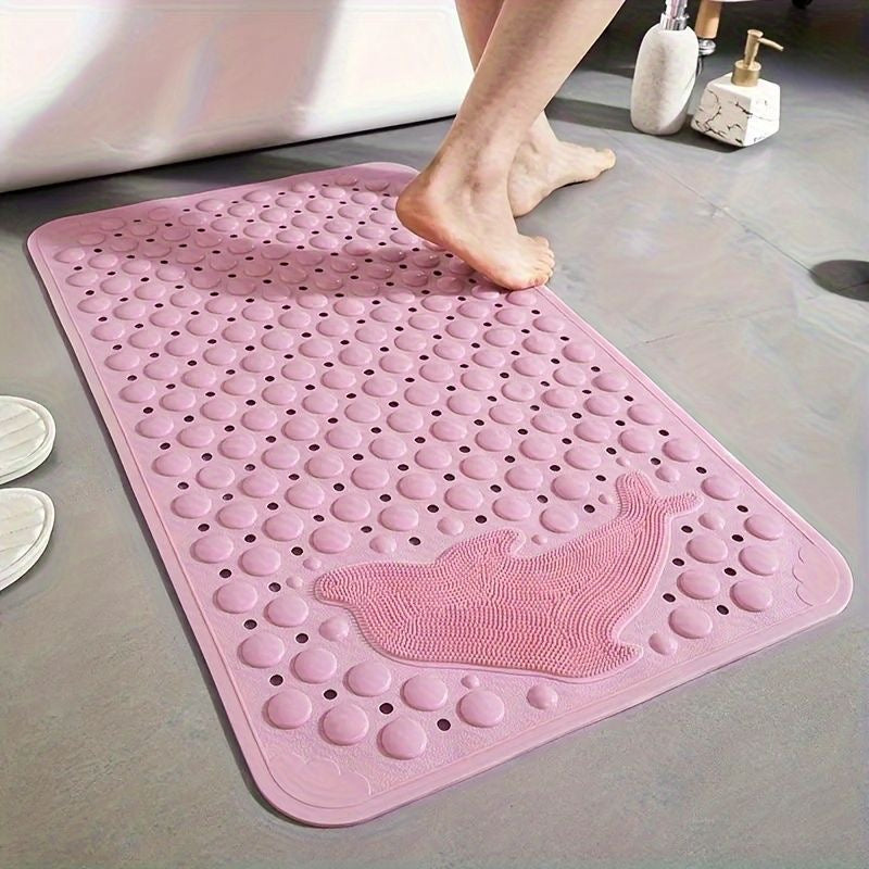 Bathroom anti slip mat with dolphin lazy scrubber