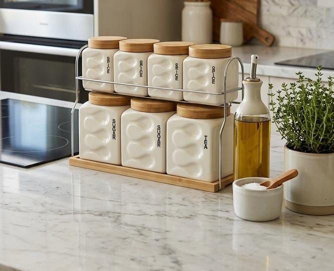 Luxury 8pc -Piece Canister Set 
(1 Tray + 7 Canisters )