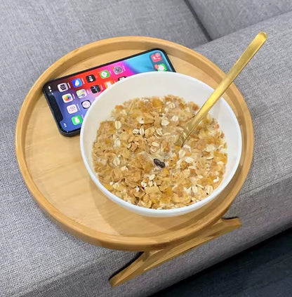 Round Bamboo Multifunctional Portable Sofa Tray.
