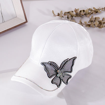 Shiny Rhinestone Butterfly Embroidery Women Baseball Cap