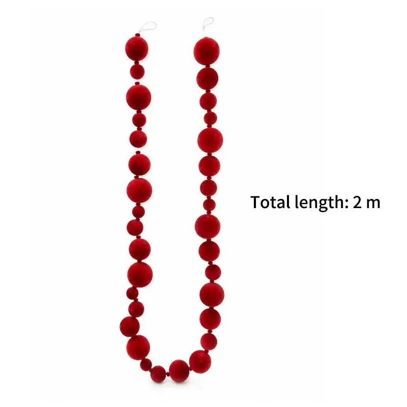 Red/white Felt Ball Christmas Pendant Christmas Flocking Ball Garland