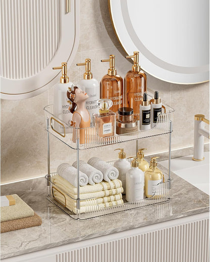 2 Layer Multipurpose Gold  Organiser / Storage Jewelry Holder Cosmetics Vanity Tray