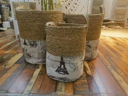 High Quality Set of 3 Stackable handmade baskets