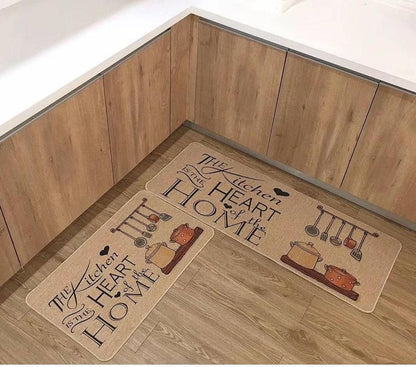 A set of 2 pcs rubber bottom kitchen mats