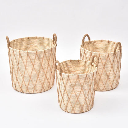 High Quality Set of 3 Stackable handmade baskets