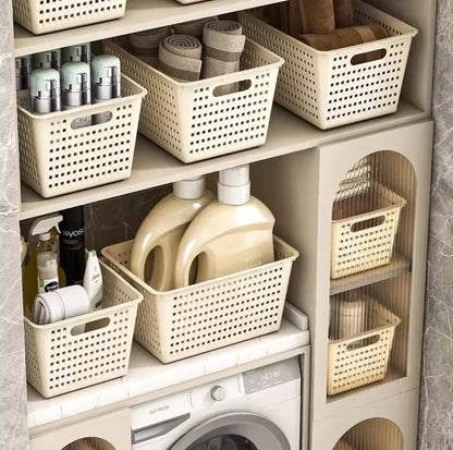 Plastic plain storage baskets