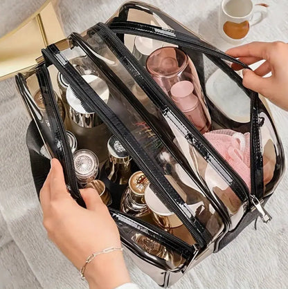 Double sided transparent waterproof toiletries make up  bag