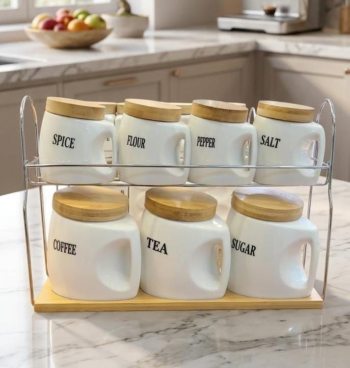 Luxury 8pc -Piece Canister Set 
(1 Tray + 7 Canisters )