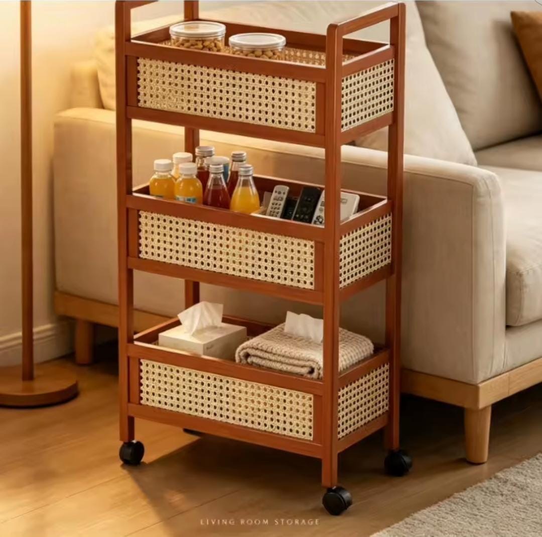 3Tier Bamboo Slim Organiser Trolley