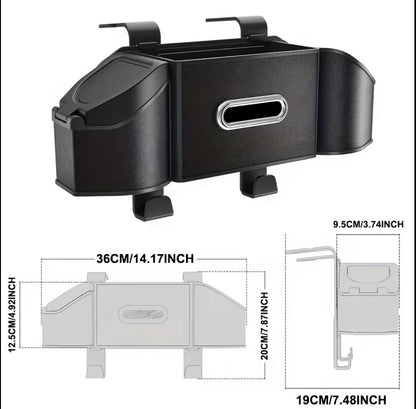 Multipurpose 7 in 1 vehicle/ car rear seat storage box with tissue cup holder