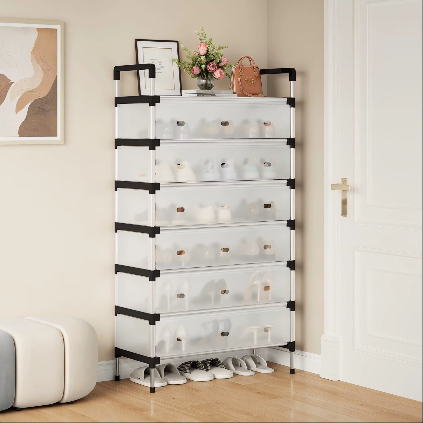 Shoe Rack  Seven Shelves - Stainless Steel Shoe Organizer
