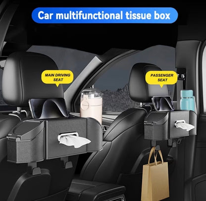 Multipurpose 7 in 1 vehicle/ car rear seat storage box with tissue cup holder