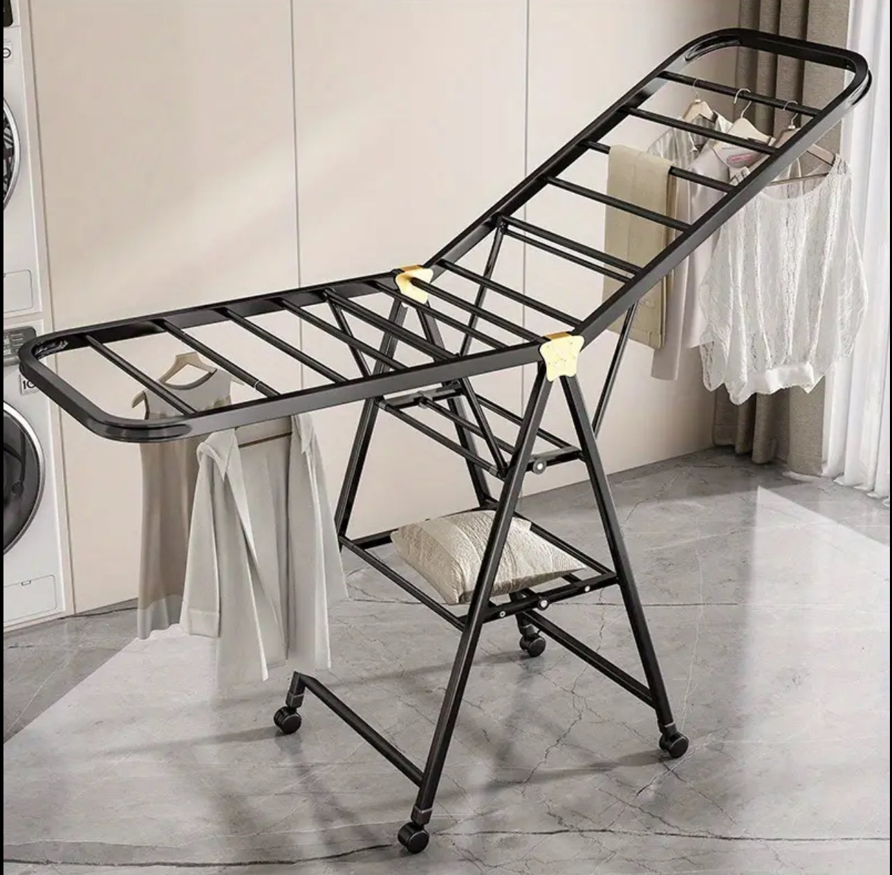 Black Movable Outdoor Drying Rack 1.5M (with wheels)