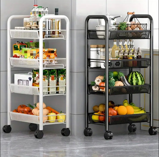 4 layer Multifunctional mesh design storage trolley