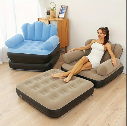 5 in 1 inflatable Couch lazy Sofa bed with L-shaped armrest