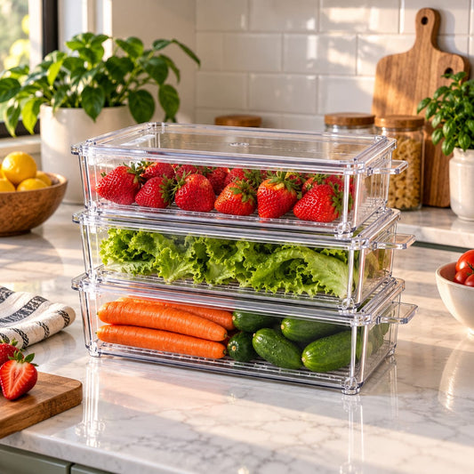 3 pcs set acrylic fridge storage containers