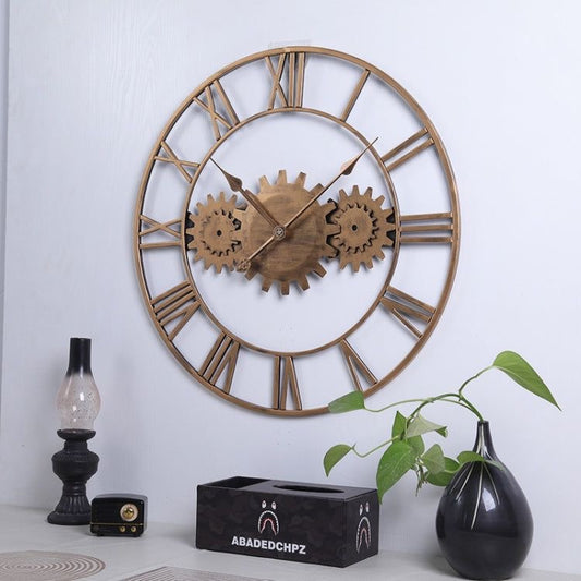 Wall Hanging Creative Vintage Antique Mechanical Moving Home decor Gear Wall Clock